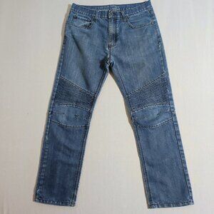 Seven Oaks slim fit jeans Moto style men's sz 34X30 ink blue colour straight leg